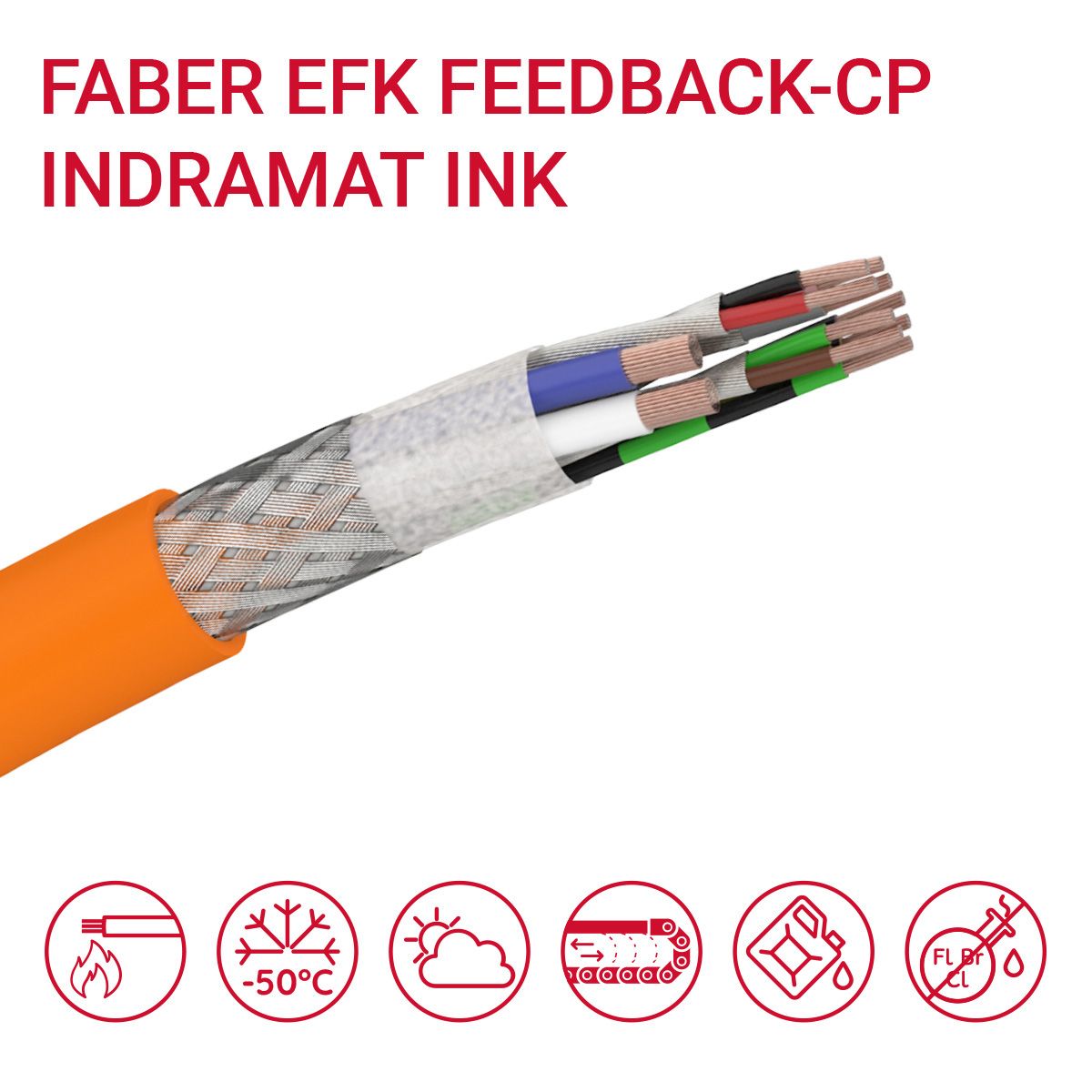 Кабель FABER EFK FEEDBACK CP (03X0.25+03X(02X0.25)D+02X1) cUL INK-0280 помаранчевий, складна структура, 0.25