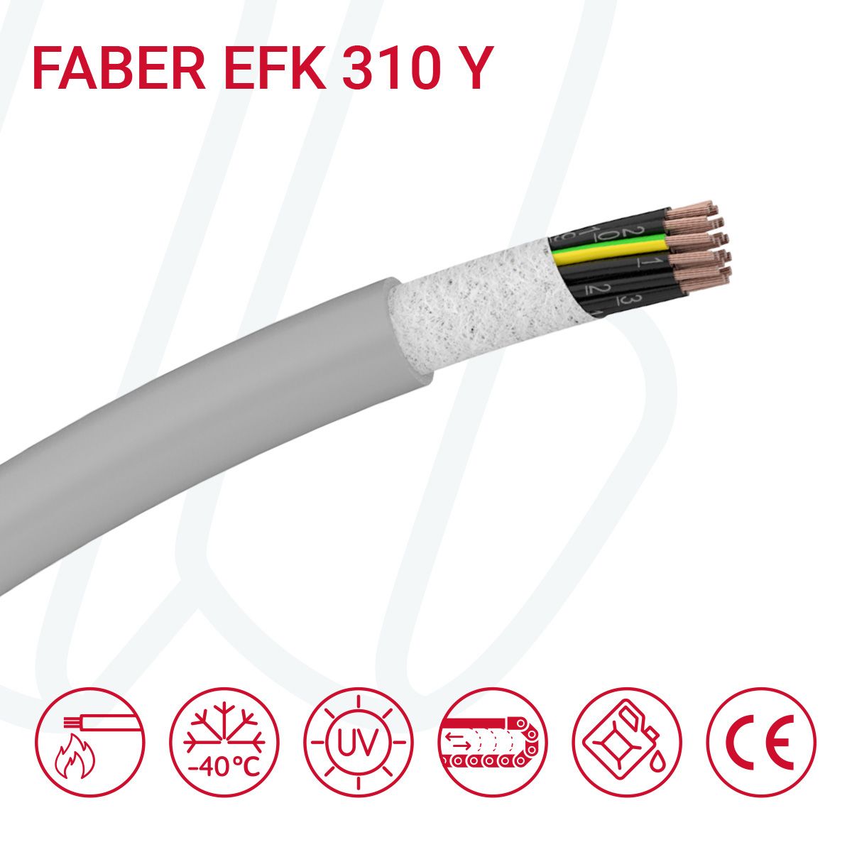 Кабель FABER EFK 310 Y 02X0.5 cUL сірий, 02, 0.5