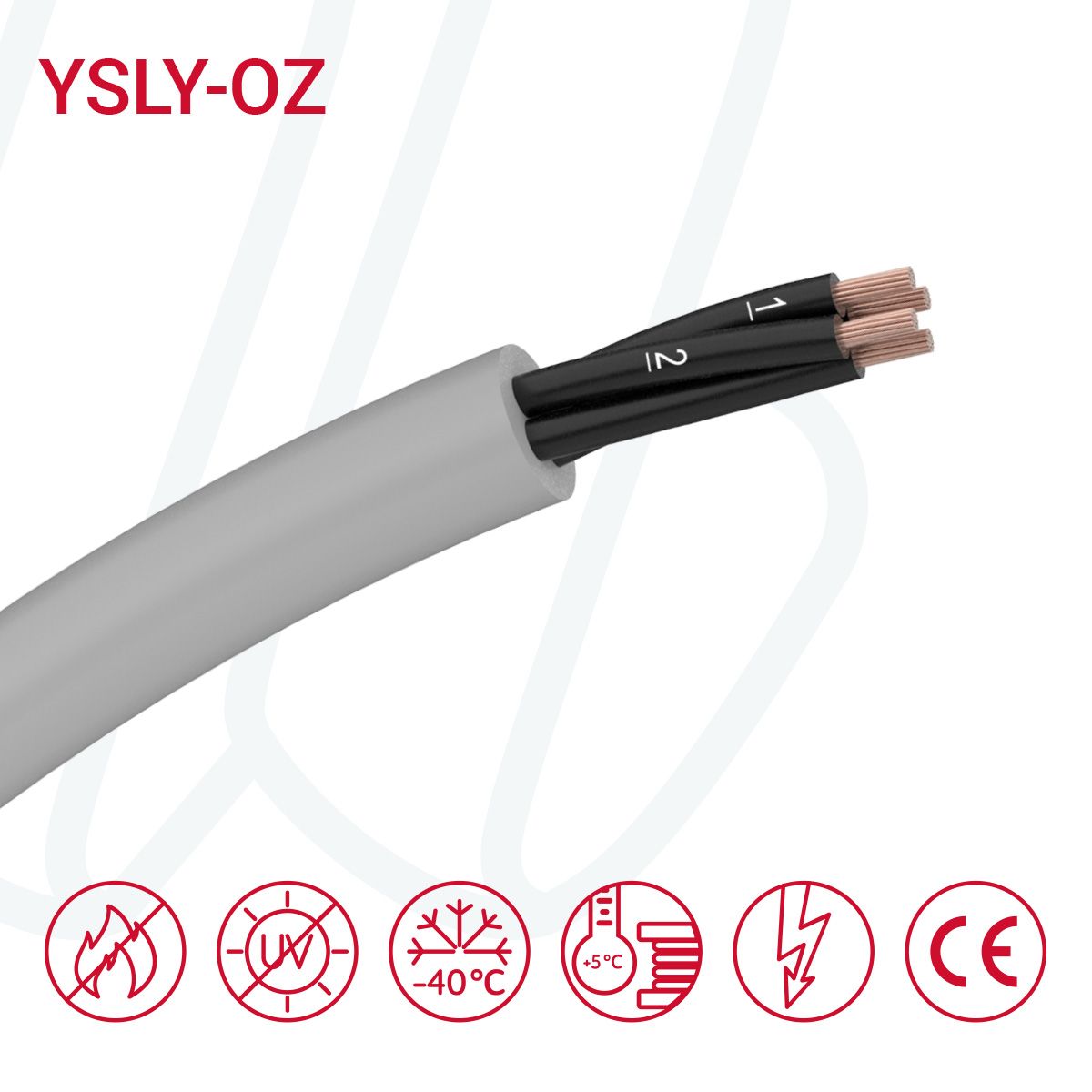 Кабель YSLY-OZ 03X2.5 сірий, 03, 2.5