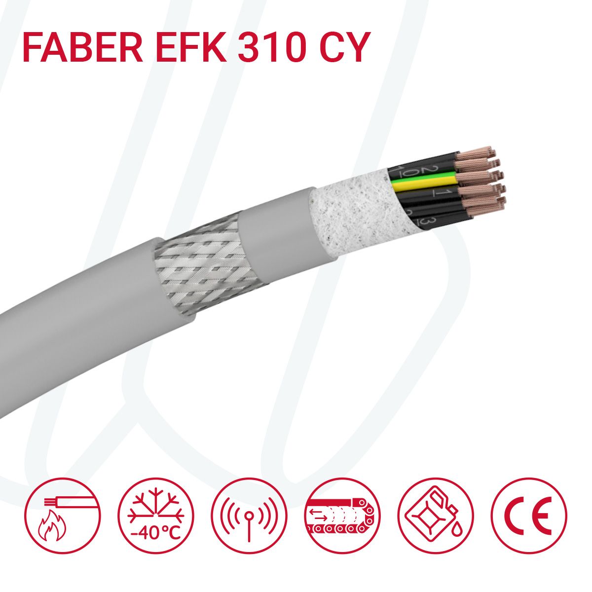 Кабель FABER EFK 310 CY 25G0.5 cUL сірий, 25, 0.5