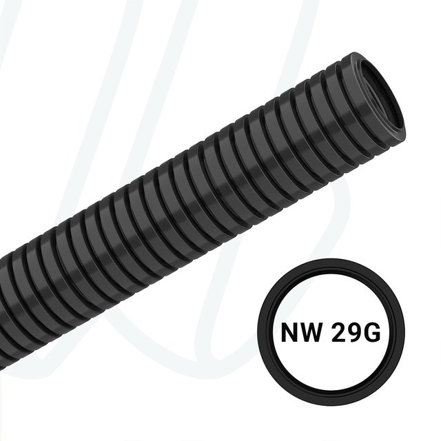 Захистна гофротруба PARN NW29 з поліаміду, чорна (упак. 50м)