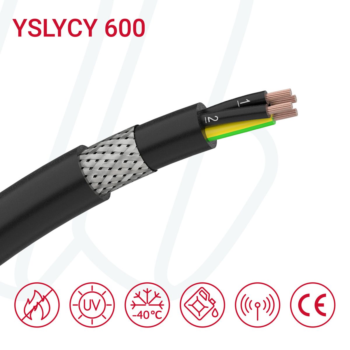 Кабель YSLYCY-JZ 600 04X16 0.6/1кВ чорний, 04, 16