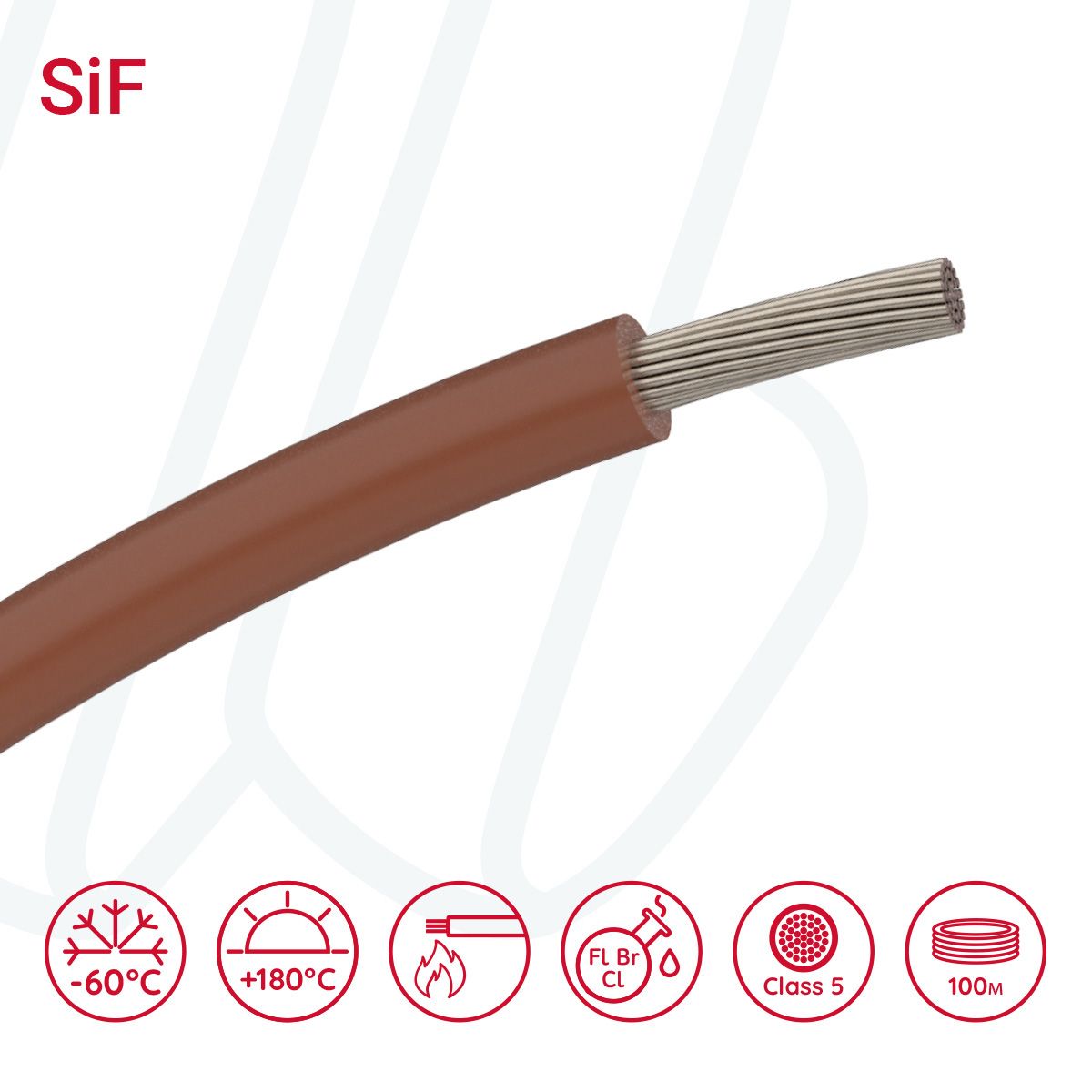 Провід термостійкий SiF 01X1.5 коричневий, 01, 1.5