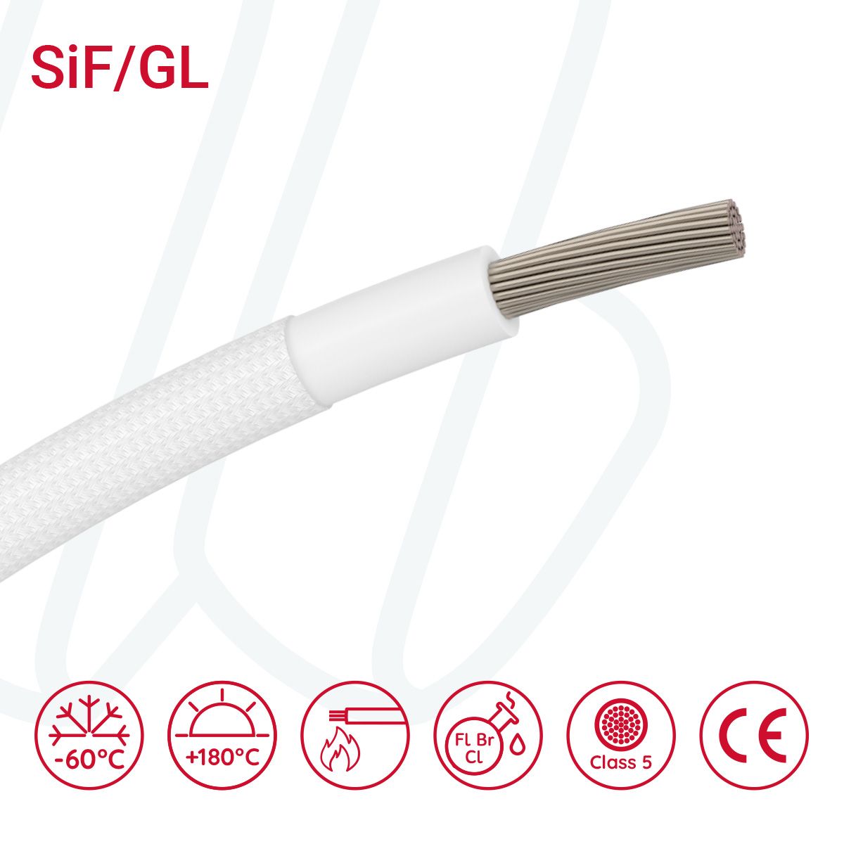 Провід термостійкий SiF/GL-O 01X6 білий, 01, 6