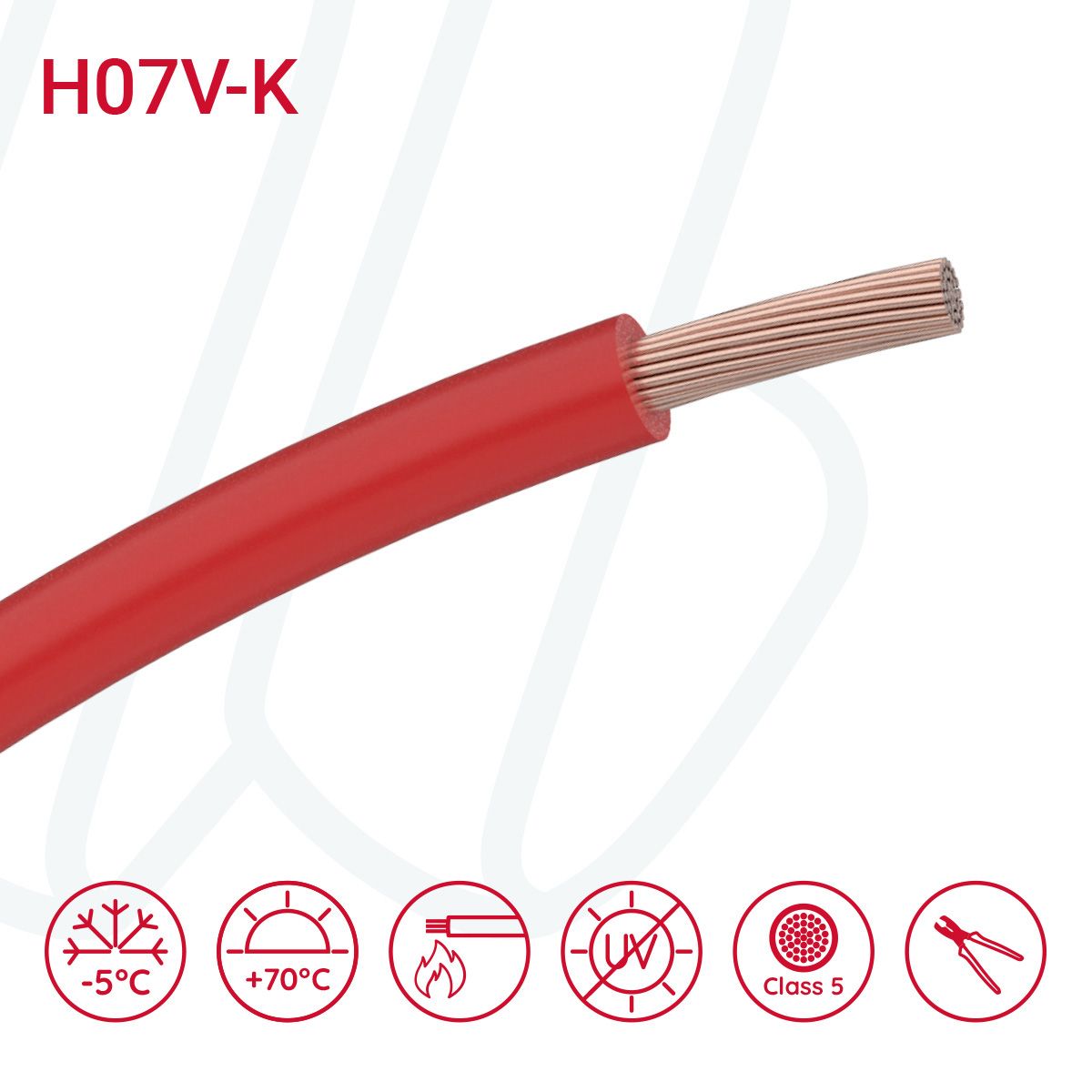 Провід монтажний гнучкий H07V-K 25 мм² червоний, 01, 25