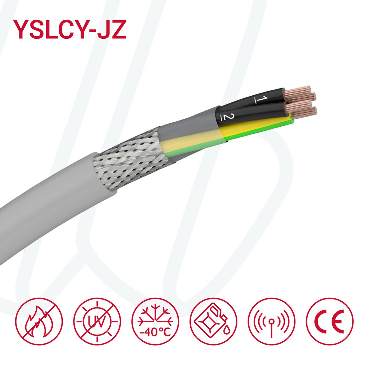 Кабель YSLCY-OZ 05X1 сірий, 05, 1.0