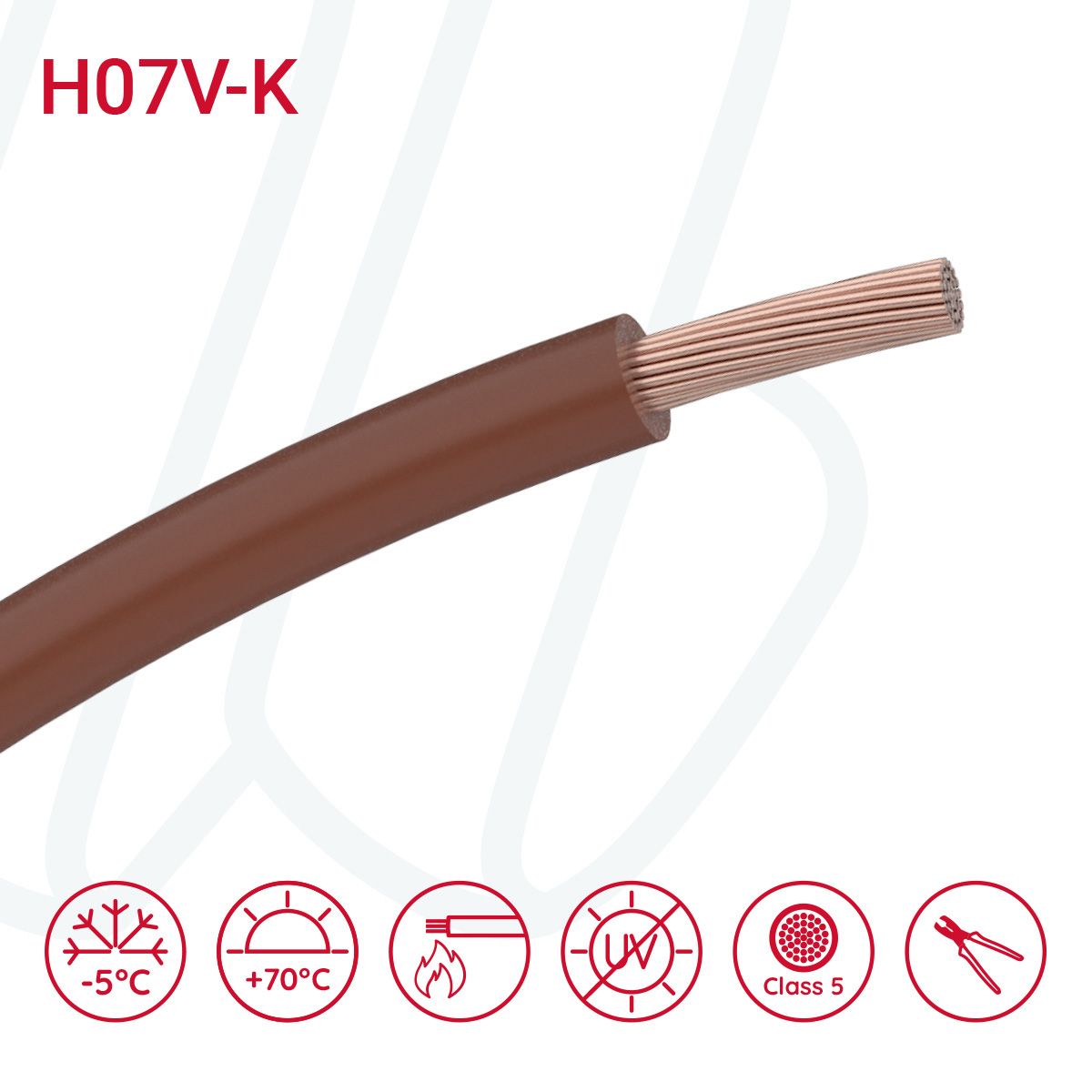 Провід монтажний гнучкий H07V-K 25 мм² коричневий, 01, 25