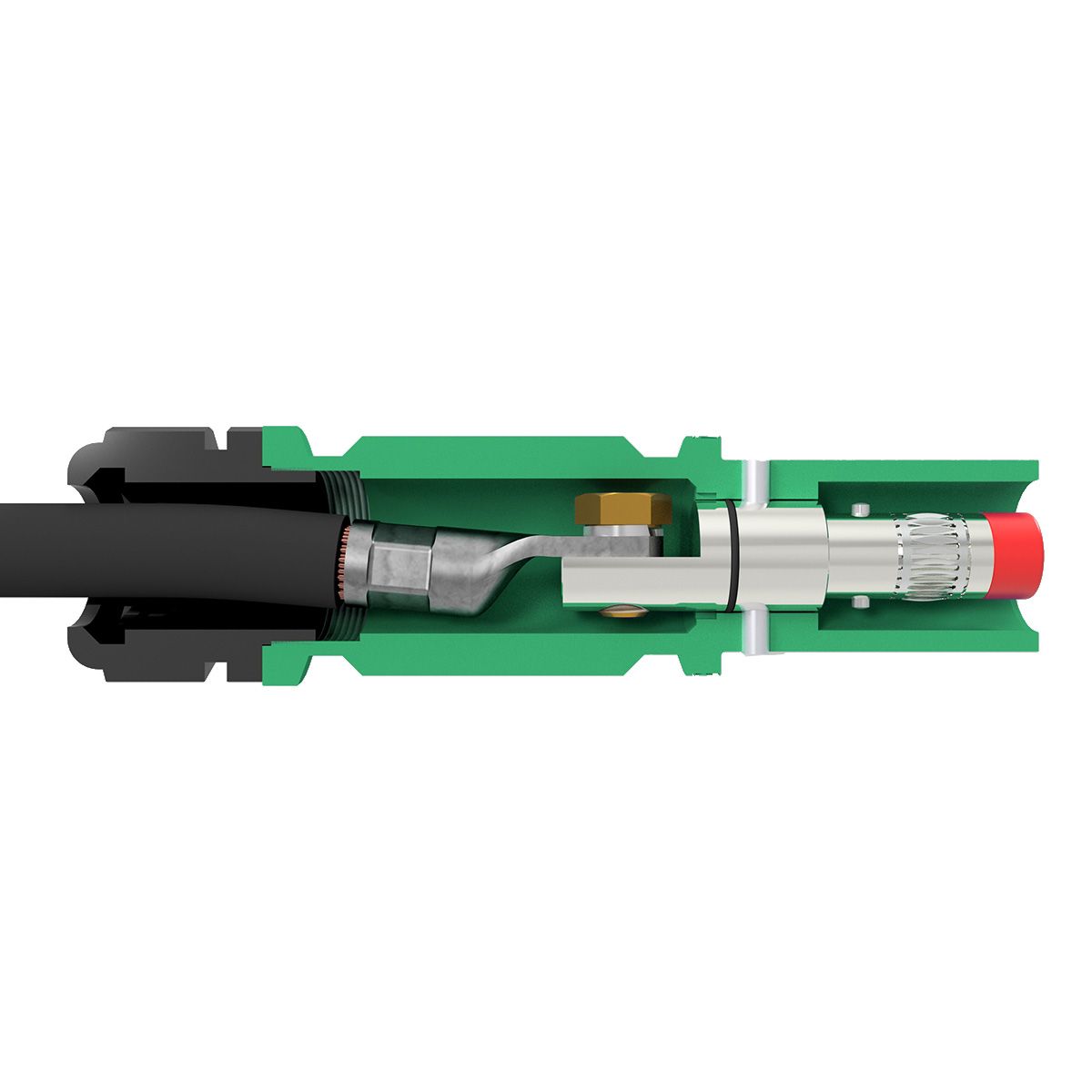 Розетка кабельна SPX, 480А, E, 120 мм², ввід М40 Ø19–28мм, зелена | POWER SYNTAX, 480 A
