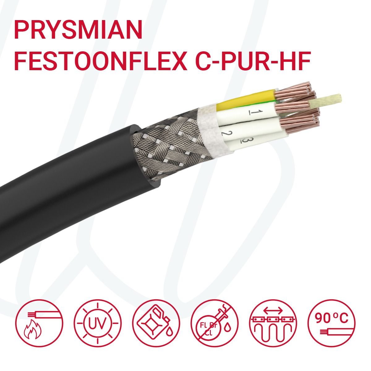 Кабель PRYSMIAN Festoonflex C-PUR-HF 07G1.5 0.6/1кВ чорний, 07, 1.5