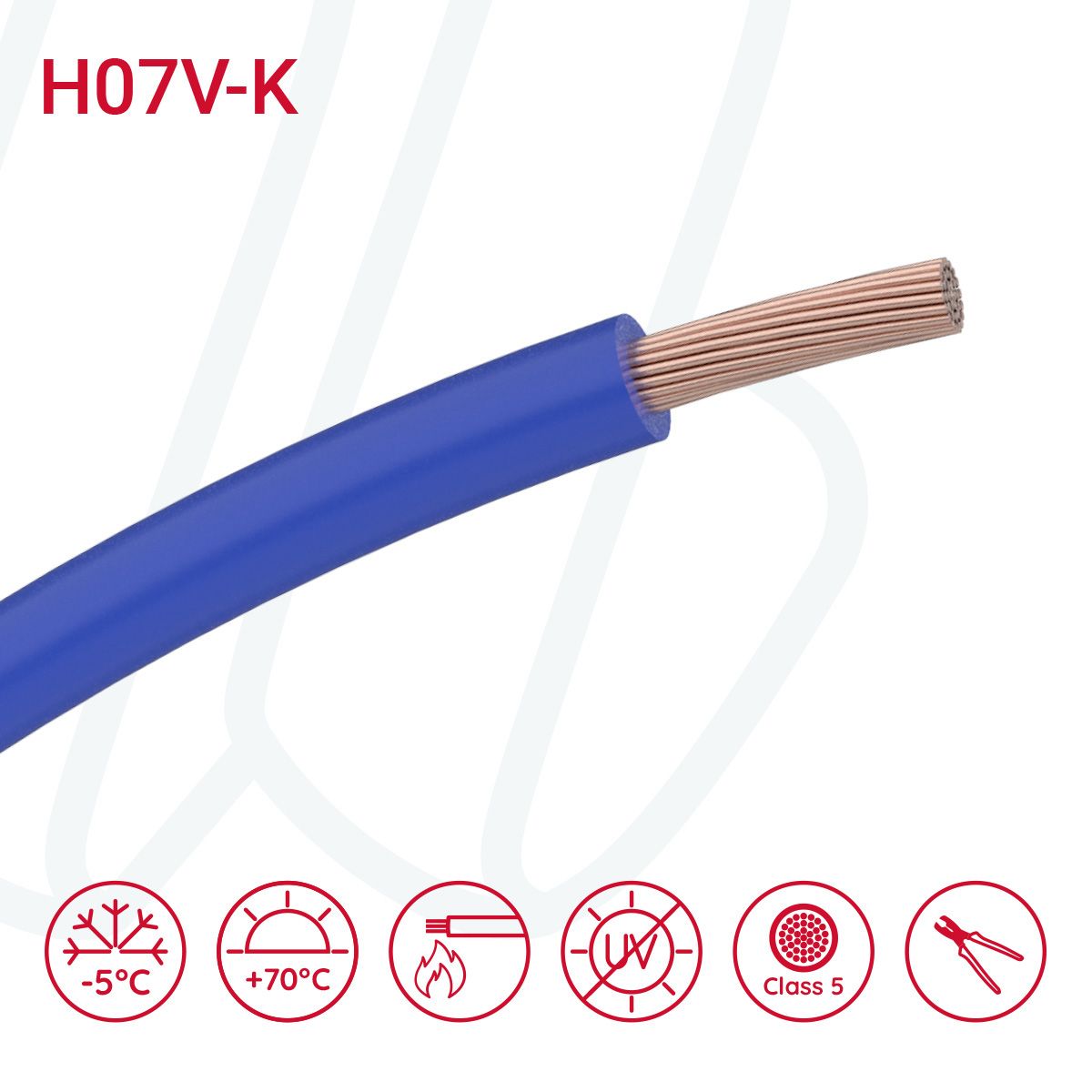 Провід монтажний гнучкий H07V-K 10 мм² темно-синій, 01, 10