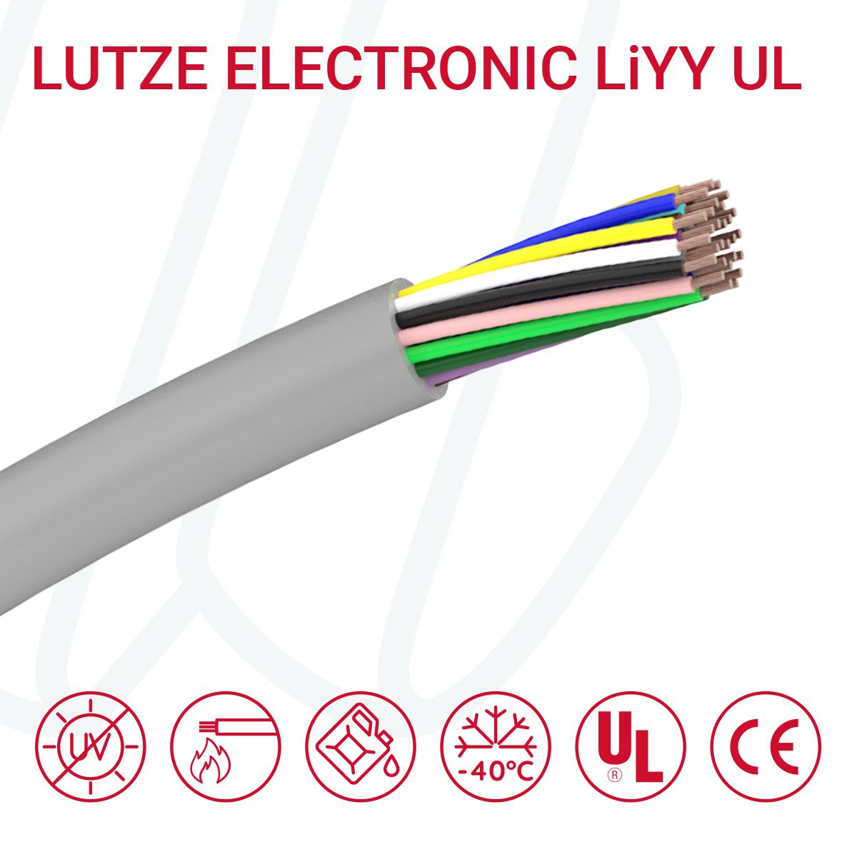 Кабель LUTZE ELECTRONIC LiYY 12X0.5 cUL сірий, 12, 0.5