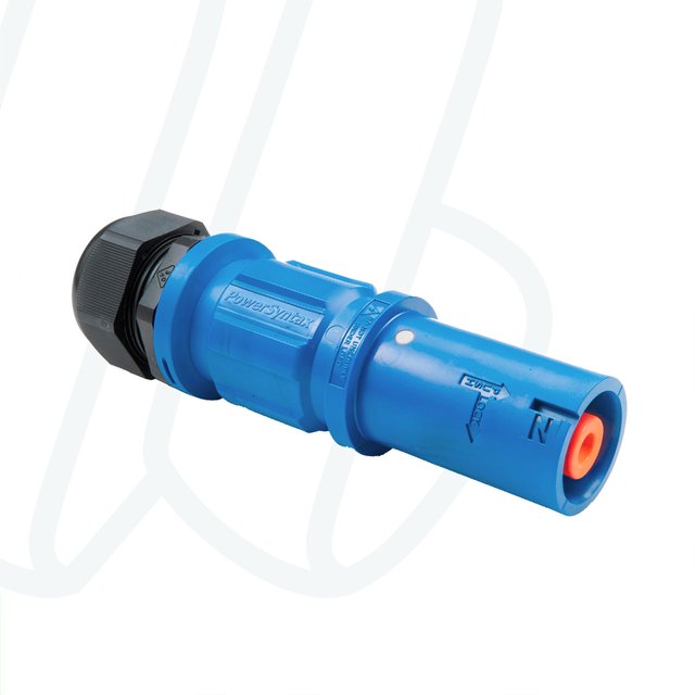 Розетка кабельна SPZ (короткий корпус), 480А, N, 120 мм², ввід M40 Ø19–28мм, синій | POWER SYNTAX, 480 A