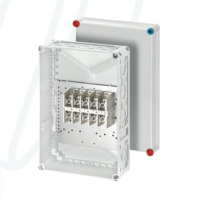 Розподільна коробка K2405 300x450x170 мм, IP65, з клемником 5х150 мм², світло-сіра RAL 7035 | HENSEL
