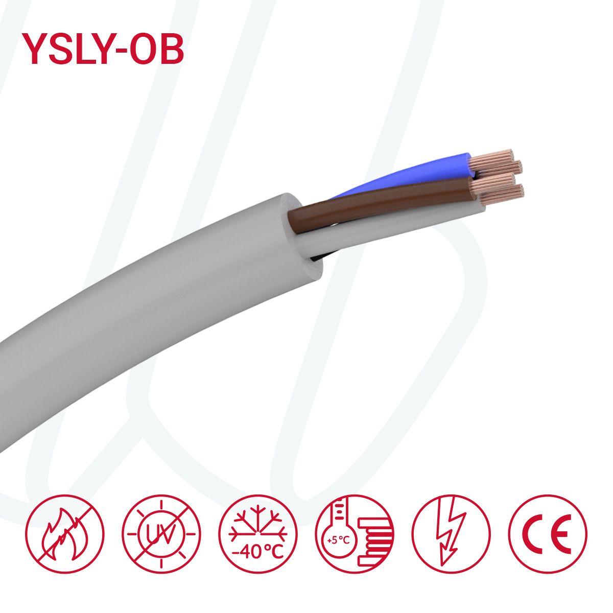 Кабель YSLY-OB 02X0.75 сірий, 02, 0.75
