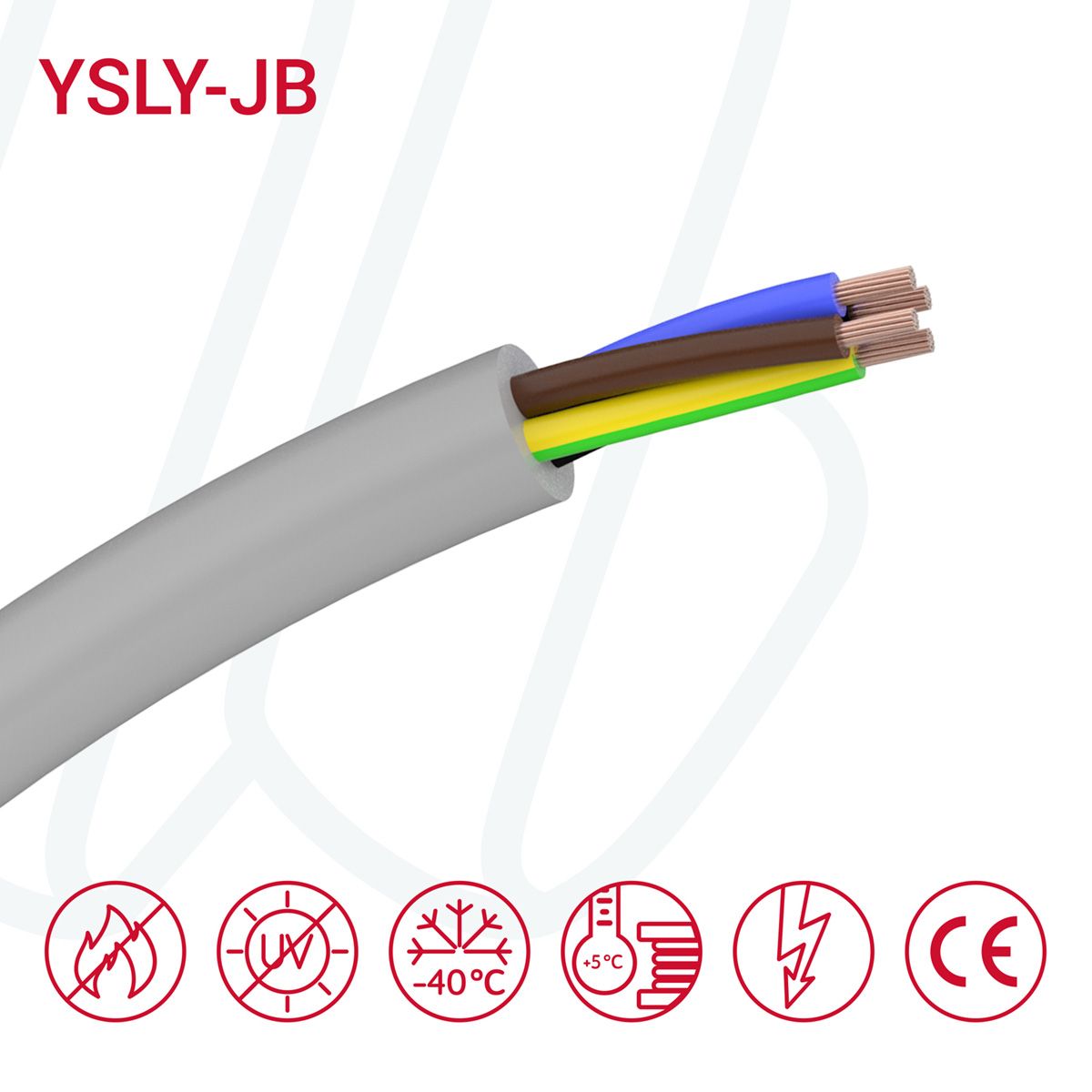 Кабель YSLY-JB 05X0.5 сірий, 05, 0.5