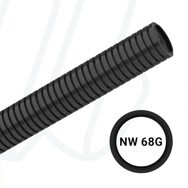 Захистна гофротруба PARA для роботів NW68 з поліаміду 12, чорна (упак. 10м)