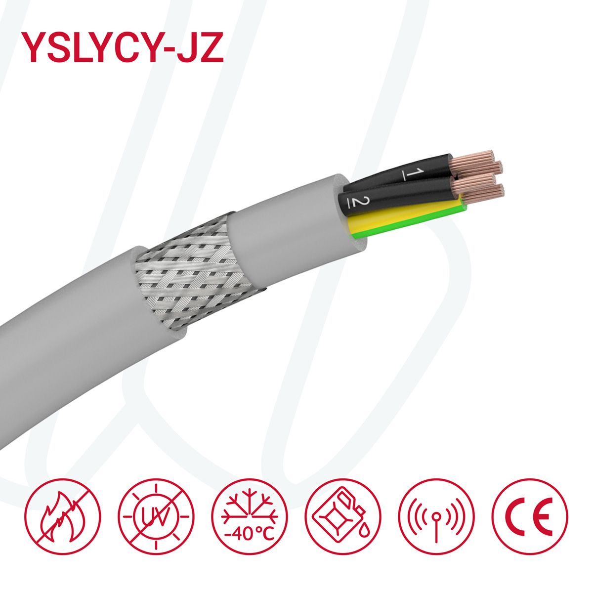 Кабель YSLYCY-JZ 05X1.5 сірий, 05, 1.5