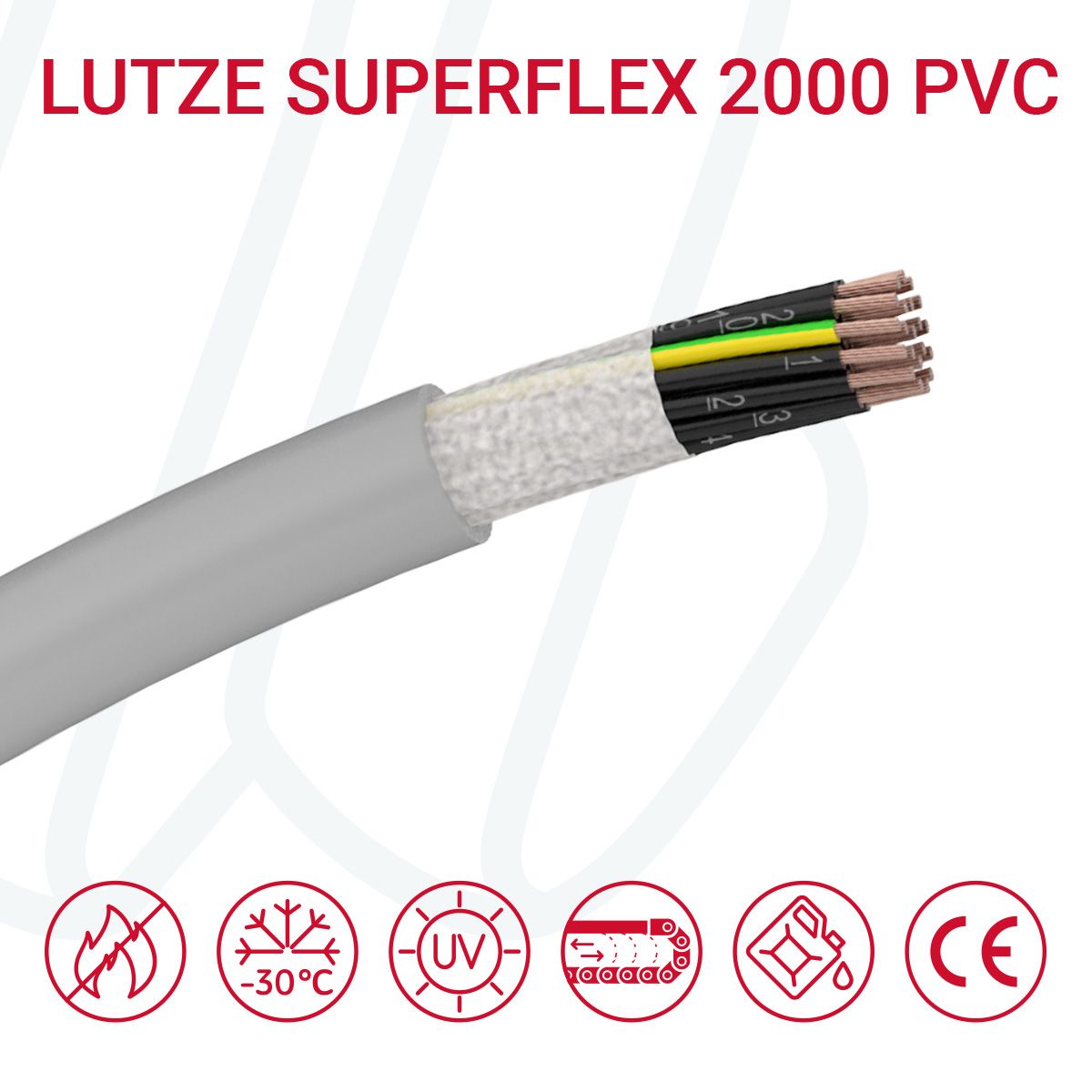 Кабель LUTZE SUPERFLEX 2000 PVC 07G0.5 сірий, 07, 0.5