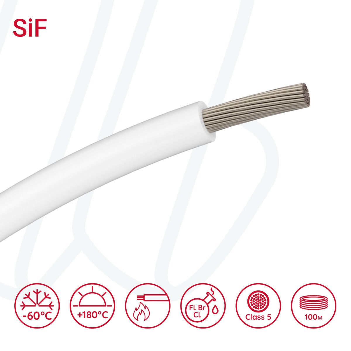 Провід термостійкий SiF 01X0.5 білий, 01, 0.5