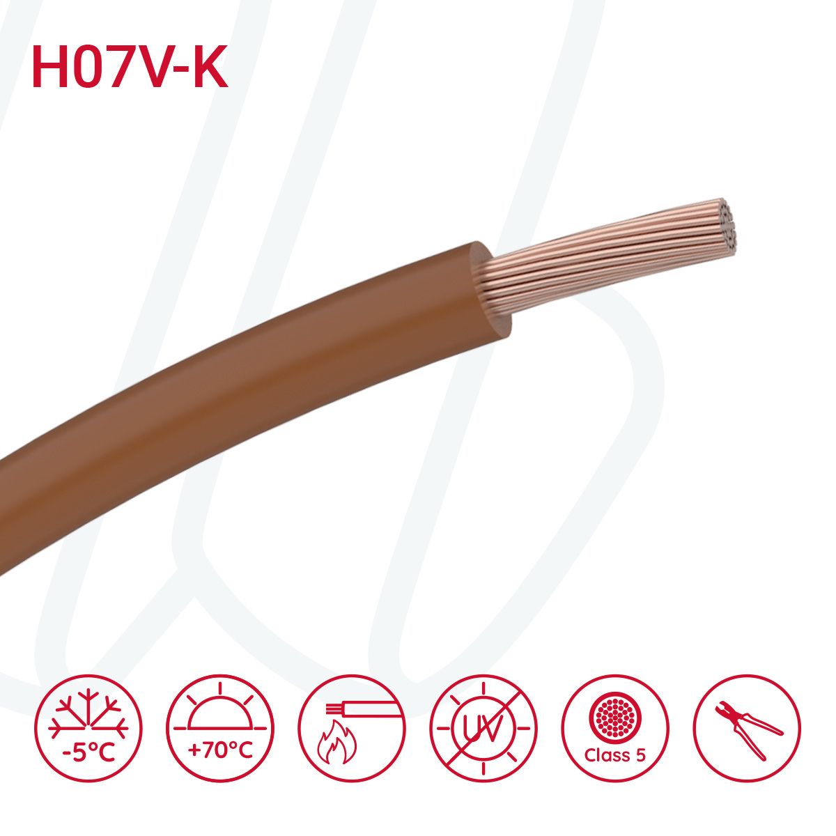 Провід монтажний гнучкий H07V-K 16 мм² коричневий, 01, 16