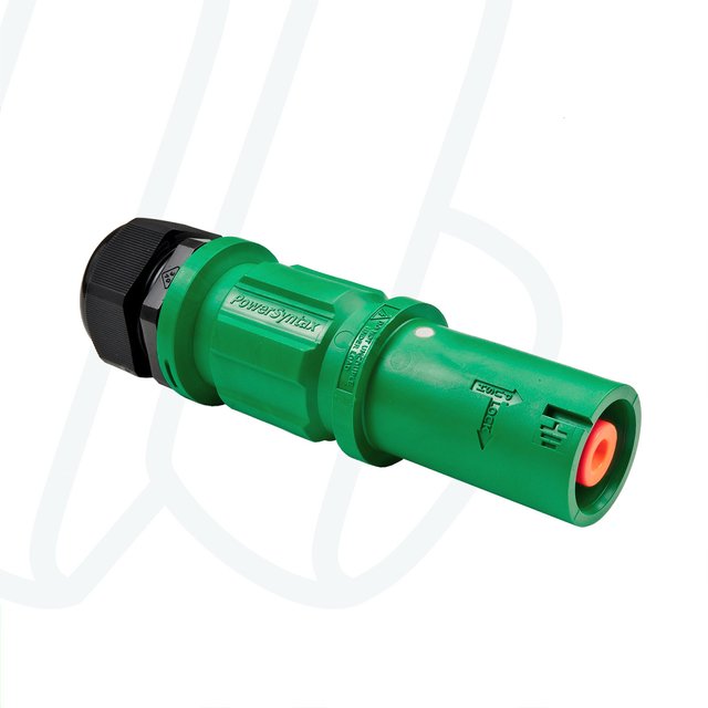 Розетка кабельна SPZ (короткий корпус), 480А, E, 120 мм², ввід M40 Ø19–28мм, зелений | POWER SYNTAX, 480 A