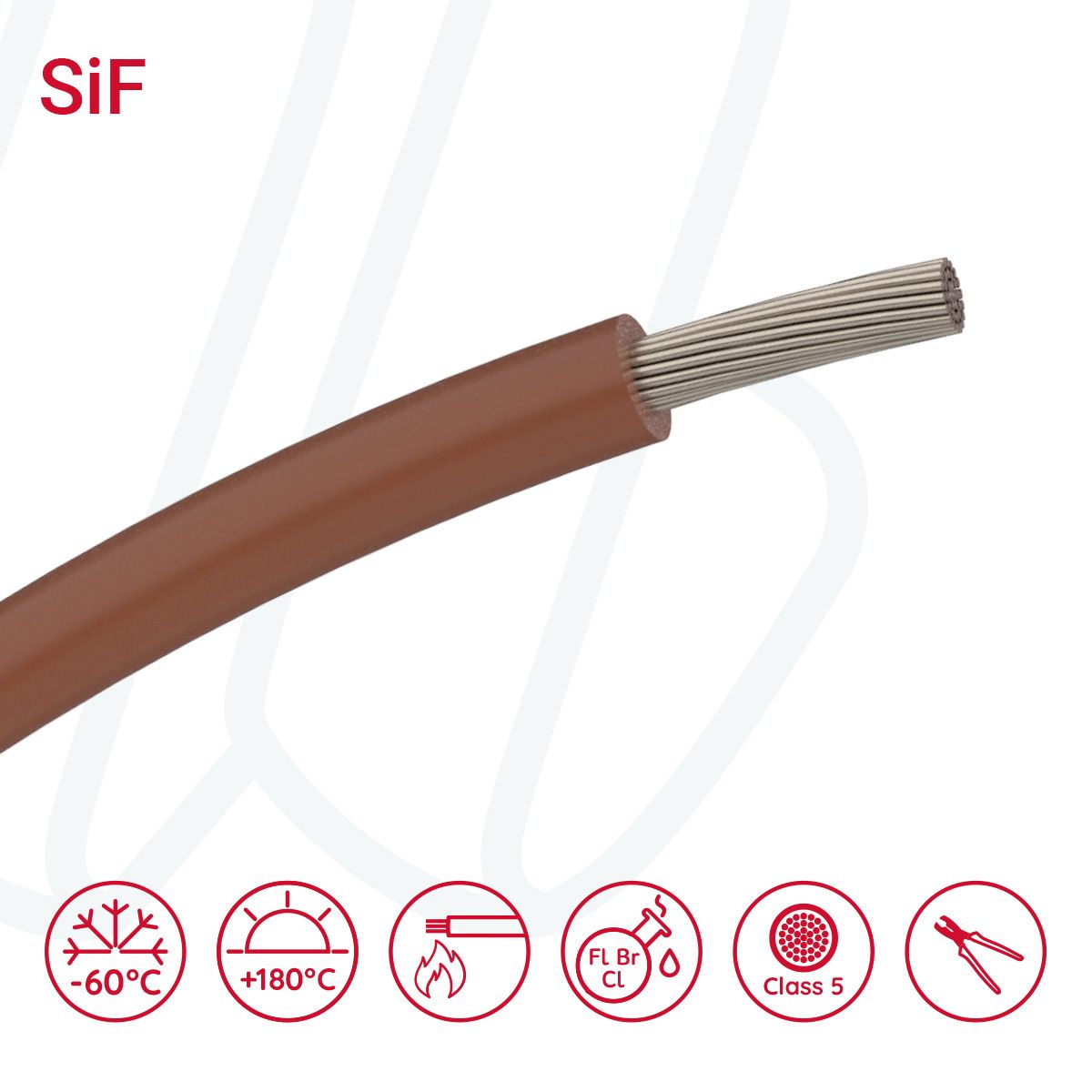 Провід термостійкий SiF 01X10 коричневий, 01, 10