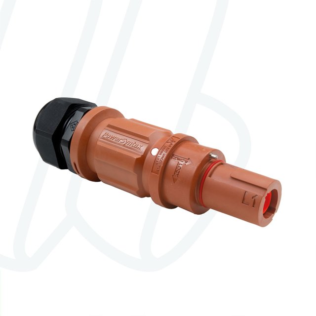 Штекер кабельний SPZ (короткий корпус), 480А, L1, 95 мм², ввід M40 Ø19–28мм, коричневий | POWER SYNTAX, 480 A