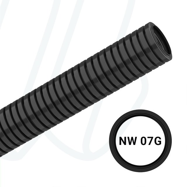 Захистна гофротруба PARN NW07 з поліаміду, чорна (упак. 100м)
