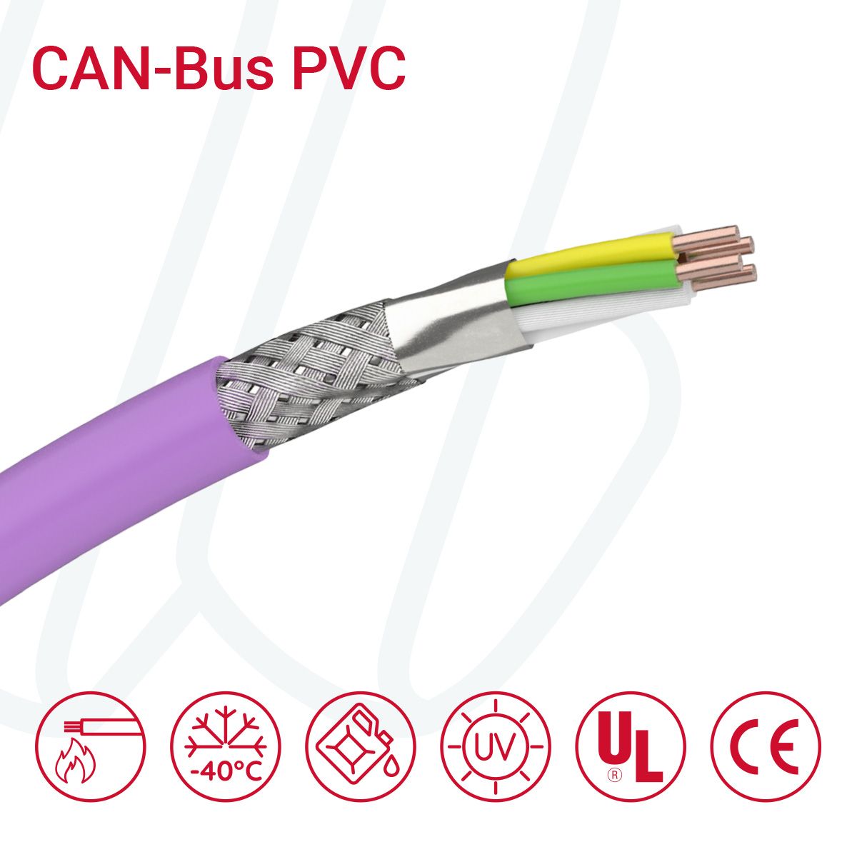 Кабель CAN-BUS PVC 02X2X0.75 UL/CSA фіолетовий, 04, 0.75