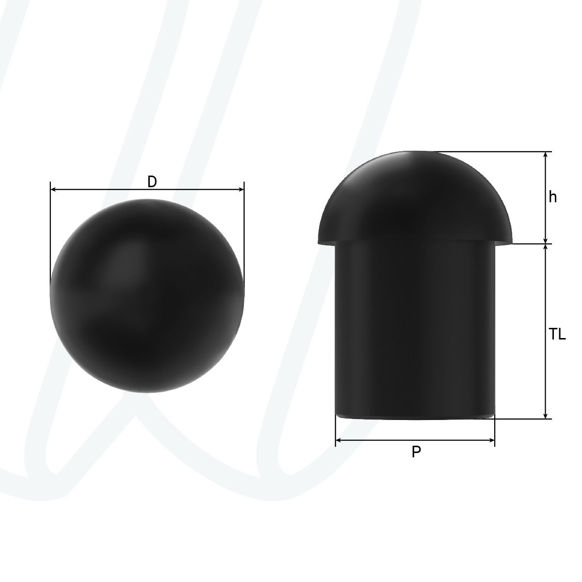 Заглушка 9 / Ø6,4мм / 3,0-6,5мм / RAL 9005 чорна, 9, 3,0 - 6,5 мм