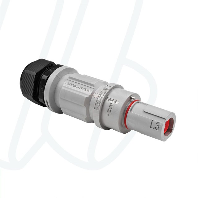 Штекер кабельний SPZ (короткий корпус), 480А, L3, 95 мм², ввід M40 Ø19–28мм, сірий | POWER SYNTAX, 480 A