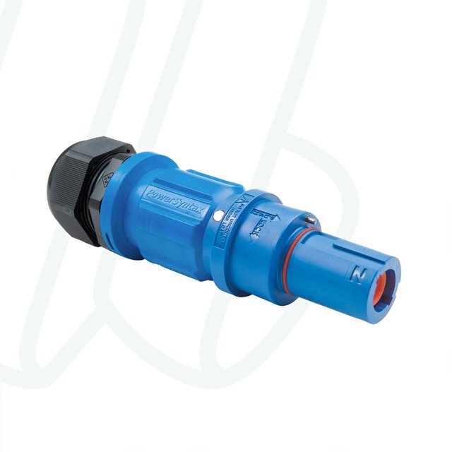Штекер кабельний SPZ (короткий корпус), 480А, N, 95 мм², ввід M40 Ø19–28мм, синій | POWER SYNTAX, 480 A