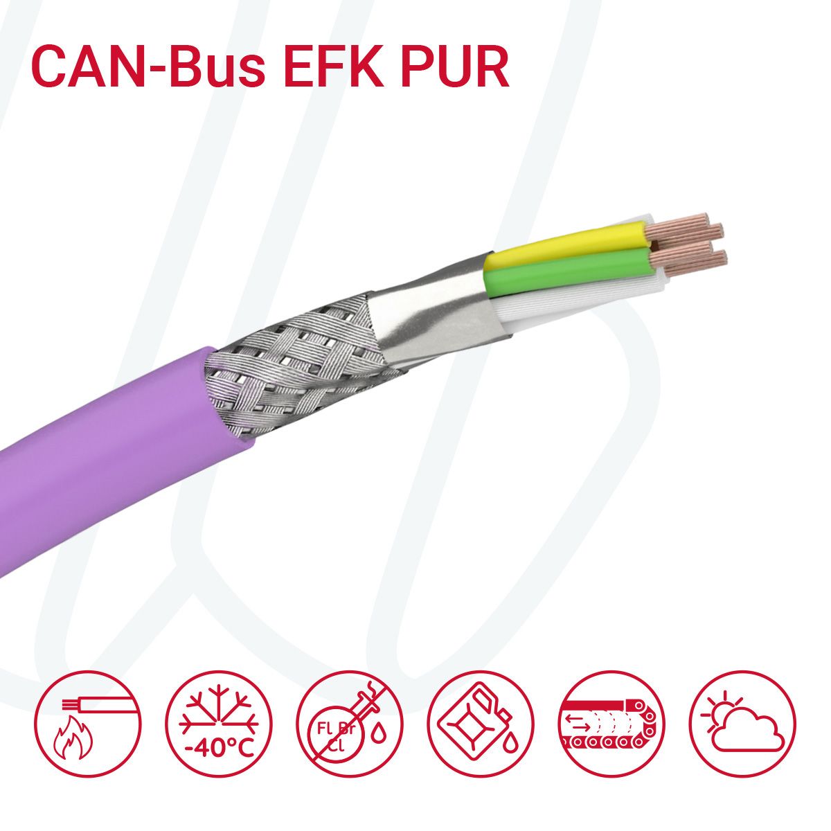 Кабель CAN-BUS EFK PUR 01X2X0.25 UL/CSA фіолетовий, 02, 0.25