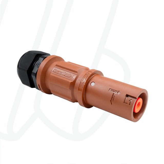 Розетка кабельна SPZ (короткий корпус), 480А, L1, 95 мм², ввід M40 Ø19–28мм, коричневий | POWER SYNTAX, 480 A