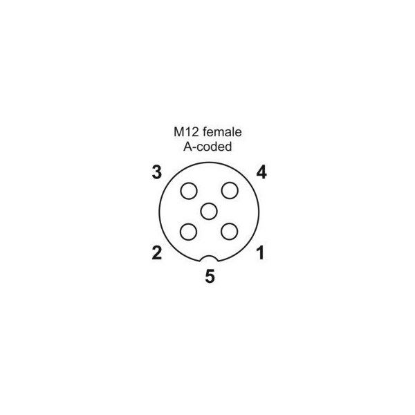 Конектор M12 прямий, 5 пол., гніздо - A код, гвинтові клеми, затискач PG7