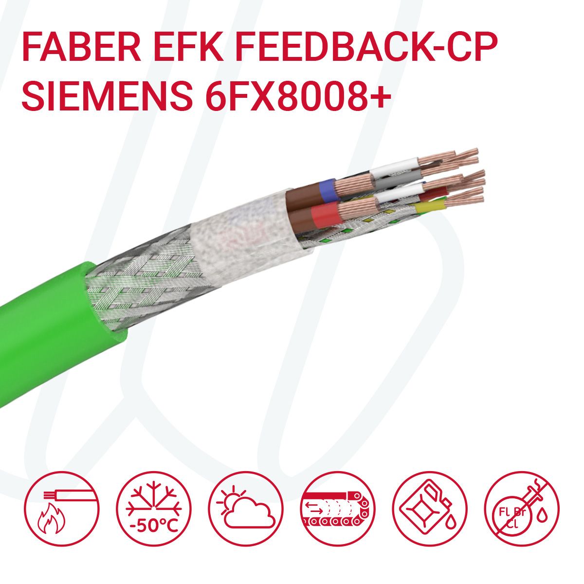Кабель FABER EFK FEEDBACK CP+ (03X(02X0.14) + 04X0.14 + 02X0.5) зелений, складна структура, 0.14