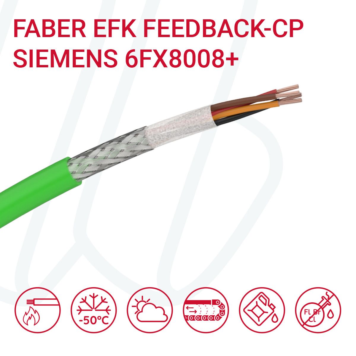 Кабель FABER EFK FEEDBACK CP+ (02X2X0.18) cUL 6FX8008-1BD71 зелений, 04, 0.18