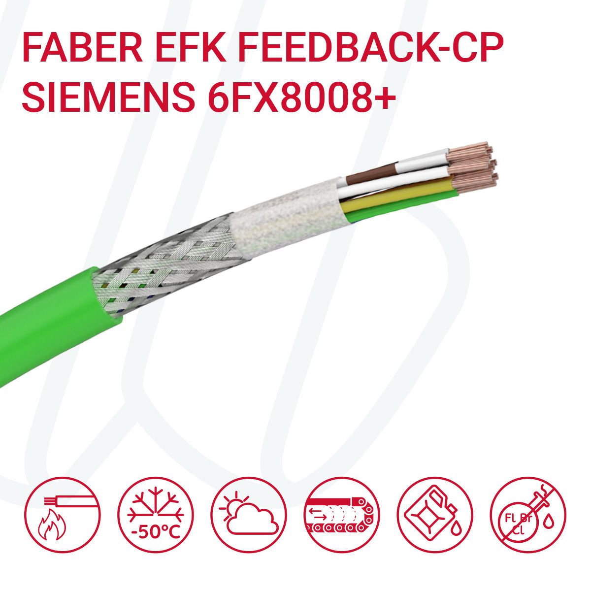 Кабель FABER EFK FEEDBACK CP+ (12X0.22) cUL 6FX8008-1BD81 зелений, 12, 0.22