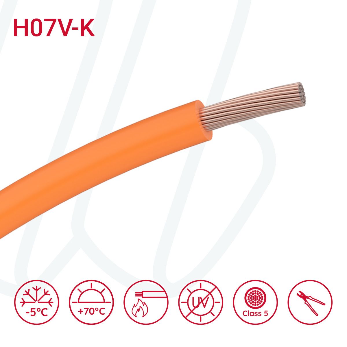 Провід монтажний гнучкий H07V-K 10 мм² помаранчевий, 01, 10