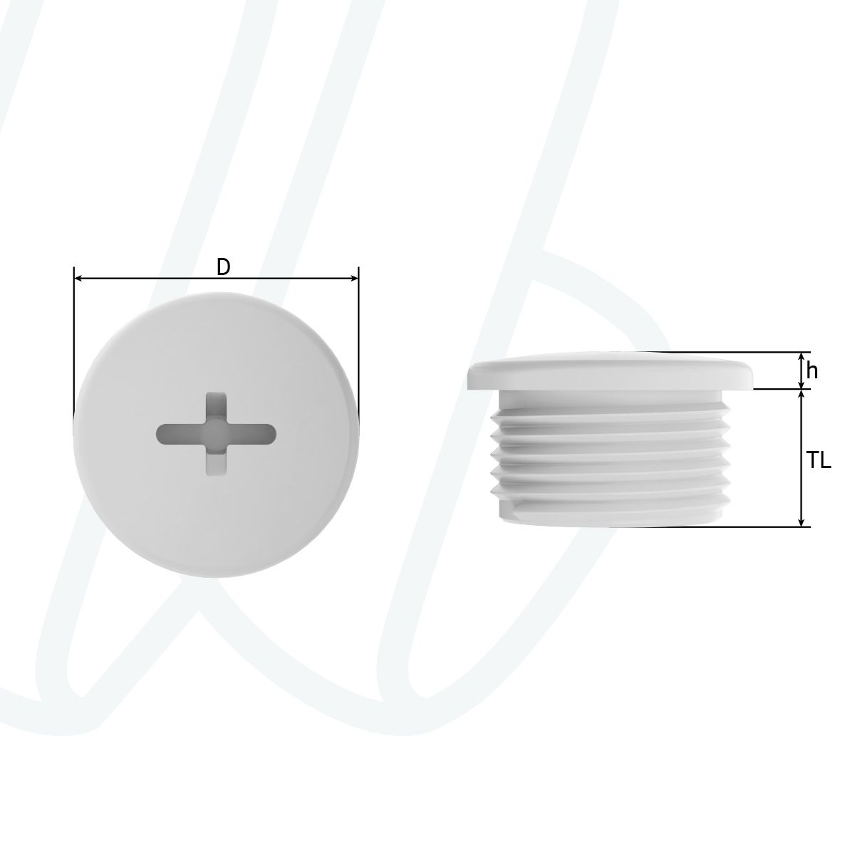 Заглушка кругла з різьбою з поліаміду PG16 / TL=10,0мм / RAL 7035 світло-сіра, PG, PG16, 10 мм