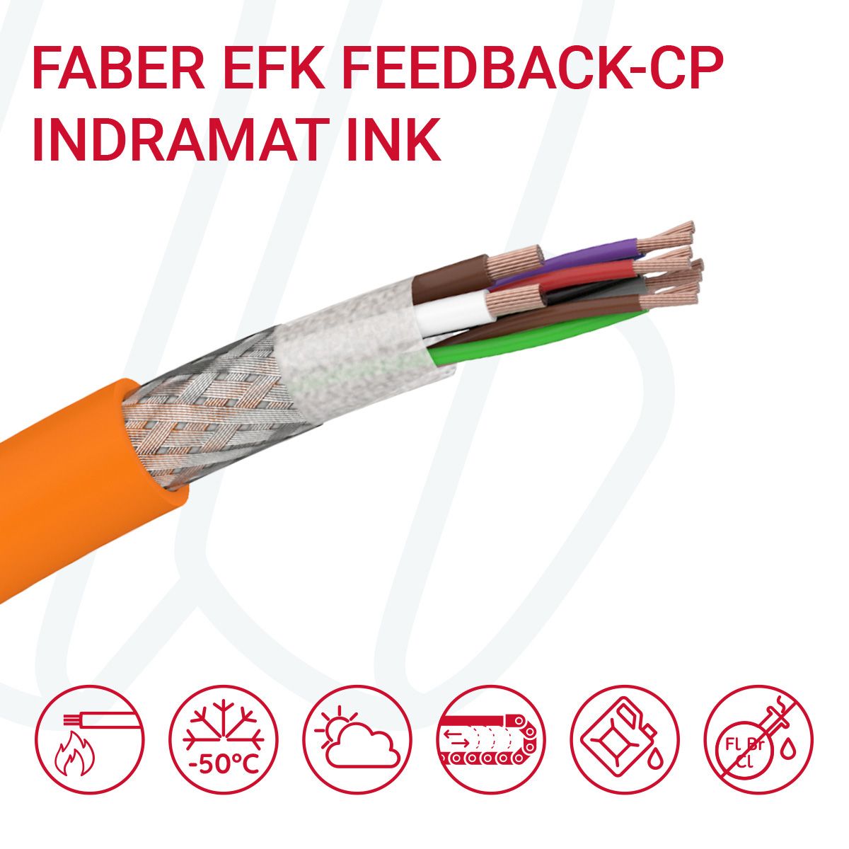 Кабель FABER EFK FEEDBACK CP (04X2X0.25+02X0.5) cUL INK-0448 помаранчевий, складна структура, 0.25