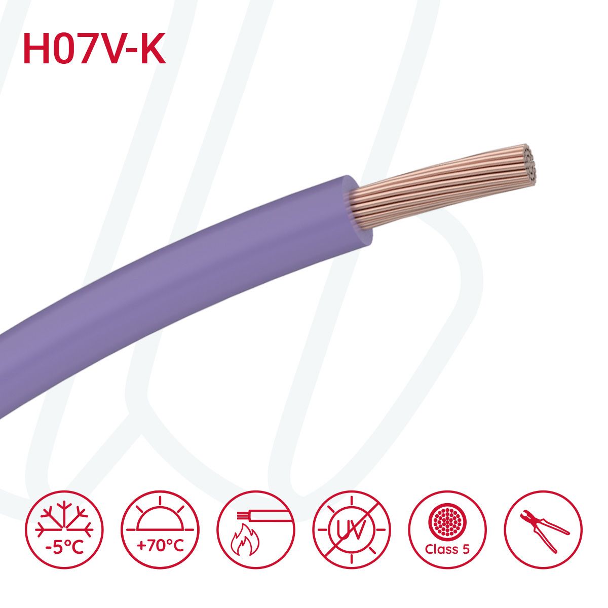 Провід монтажний гнучкий H07V-K 16 мм² фіолетовий, 01, 16