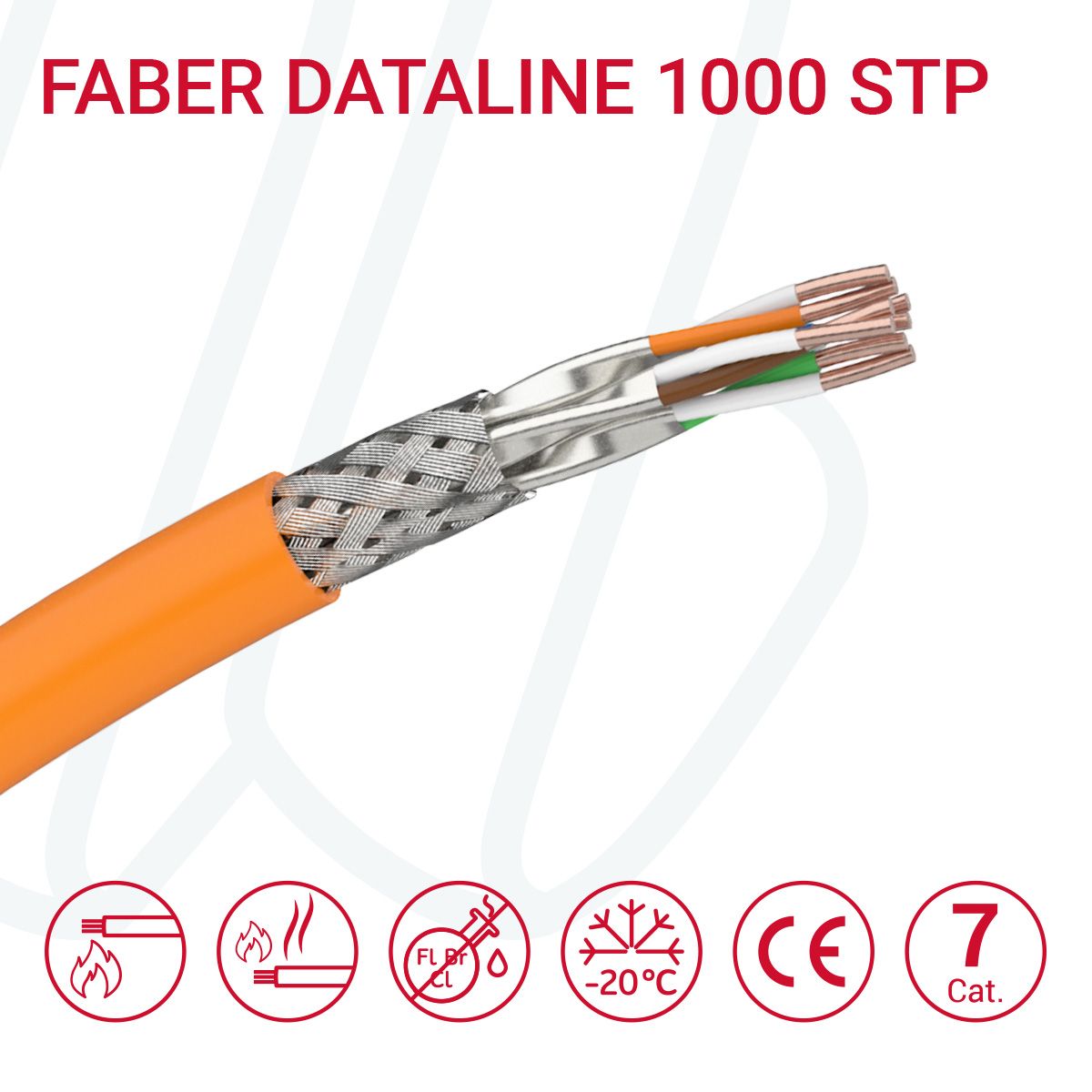 Кабель FABER DATALINE 1000 STP 04X2XAWG23 PIMF FRNC помаранчевий (упак.100м), 08, 0.25