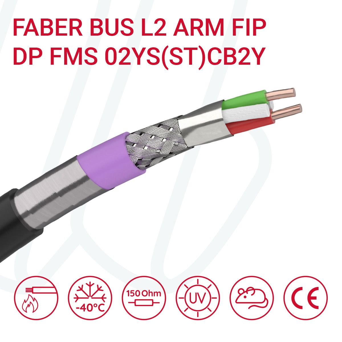Кабель FABER BUS L2 ARM FIP DP FMS 2YS(ST)CB2Y 01X2X0.64 чорний, 02, 0.34