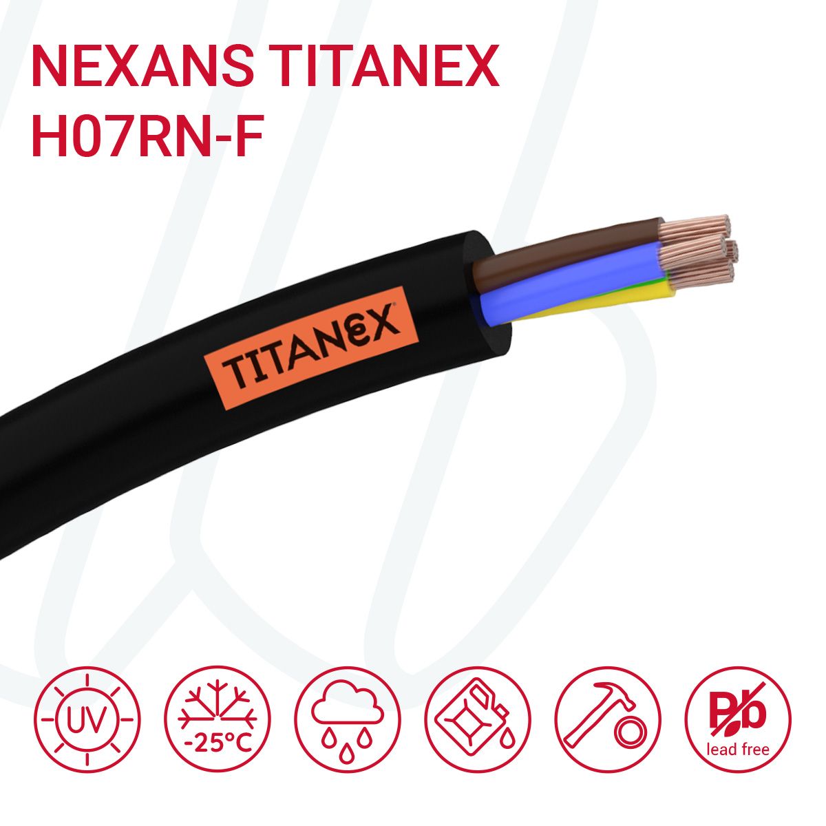 Кабель NEXANS TITANEX H07RN-F 02X1.5 чорний, 02, 1.5